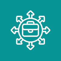 Briefcase with outward arrows icon