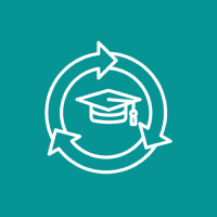 Learning process icon with arrows