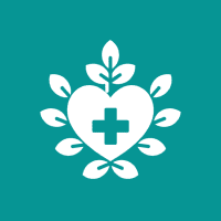 Heart with cross and leaves symbol