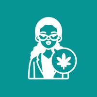 Woman icon with marijuana leaf bubble