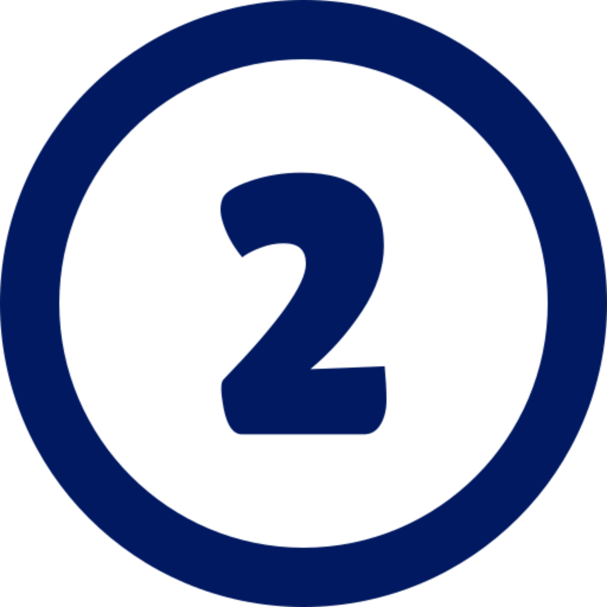 Number two in a blue circle
