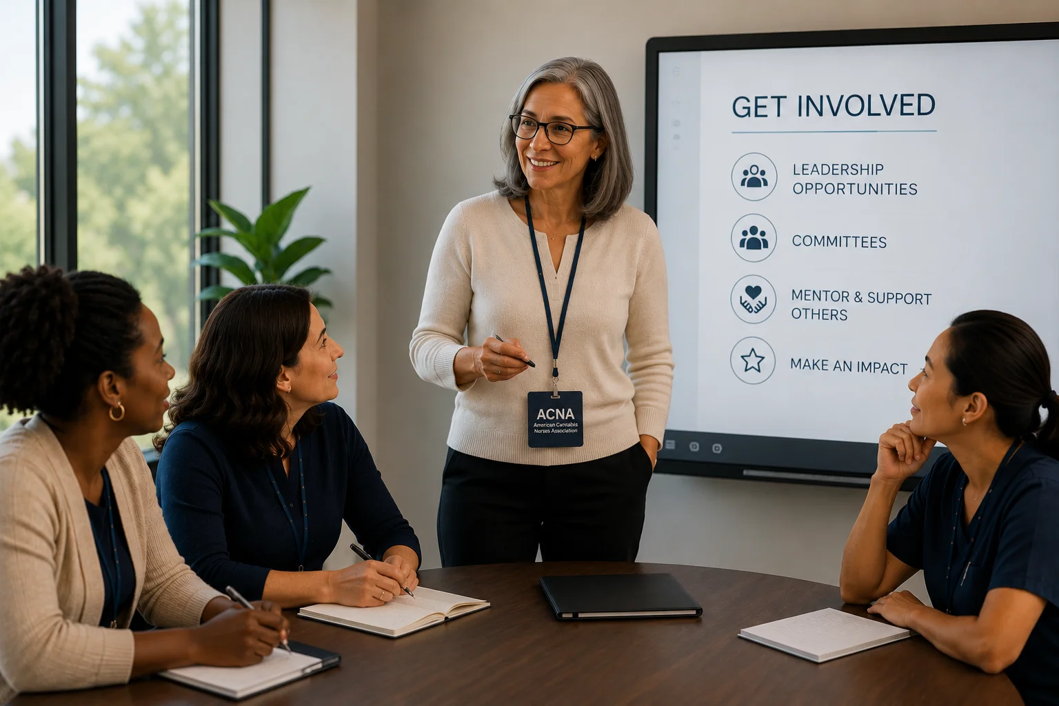 Woman leading team discussion