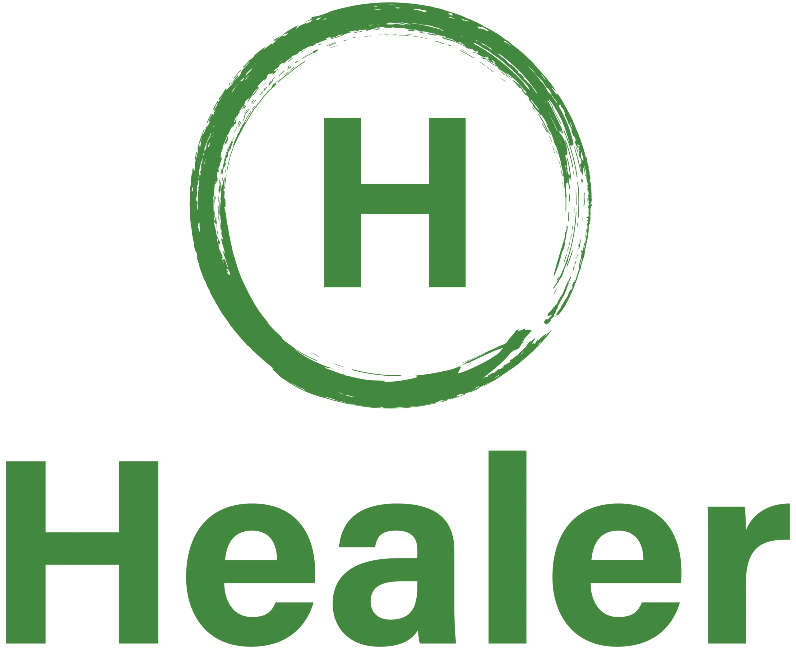 Circular H Healer logo in green