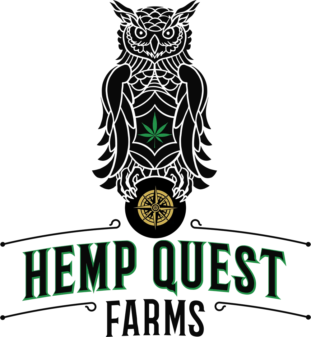 Hemp Quest Farms logo with owl design