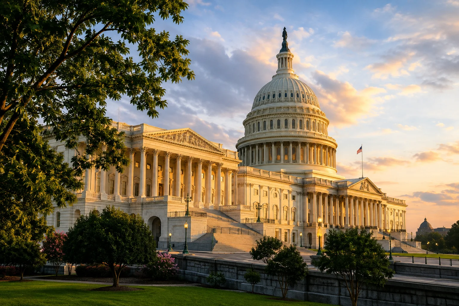 U.S. Capitol building at sunset