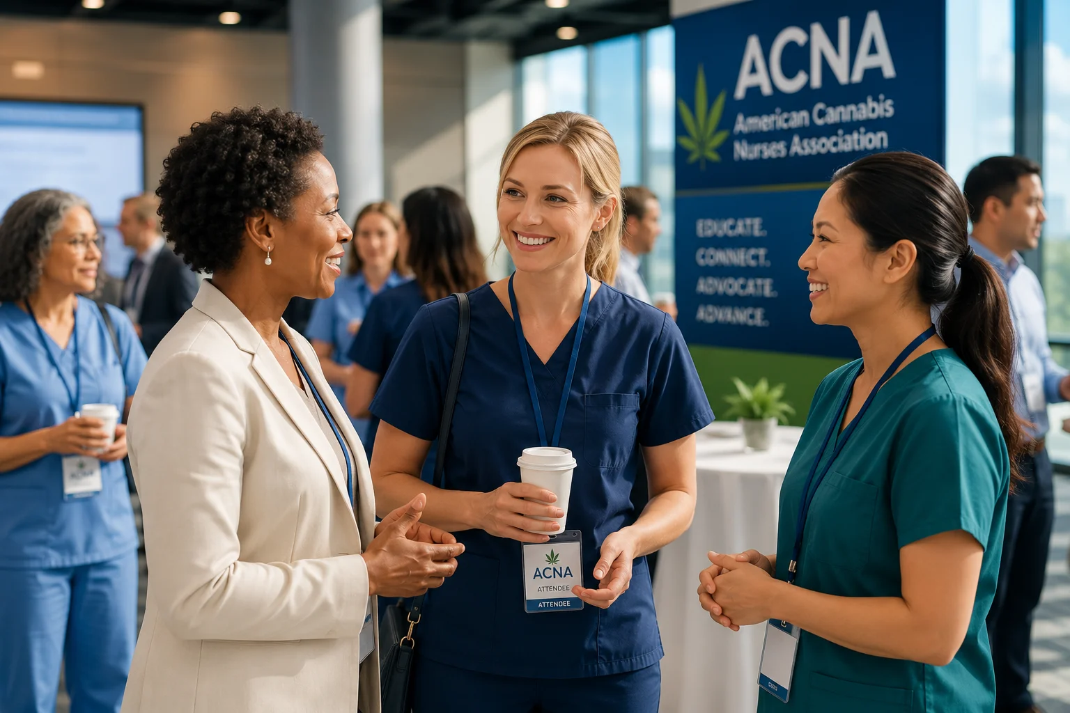 Healthcare professionals networking at conference